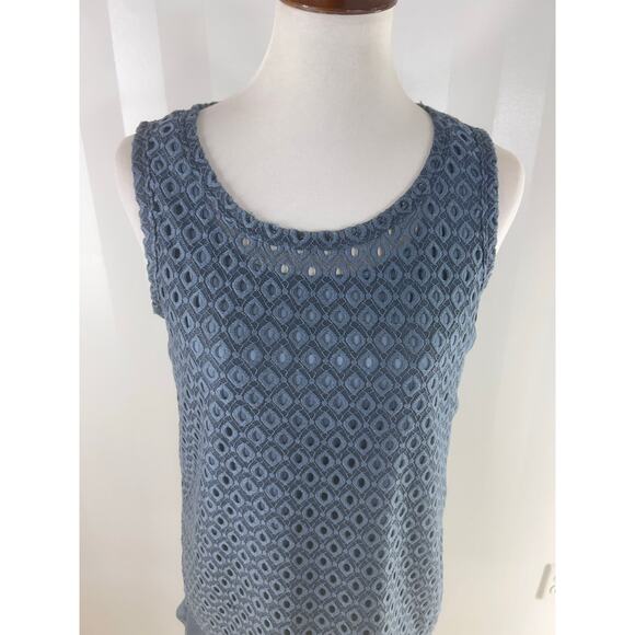 SIMPLY VERA VERA WANG Slate Blue Sleeveless Top w/ Embroidered Overlay - Picture 5 of 10